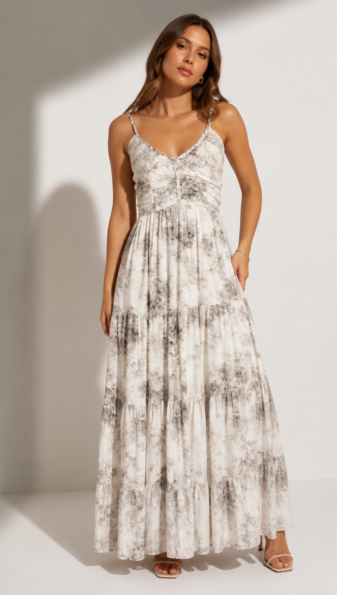 Sweetheart Neck Tiered Cami Maxi Dress