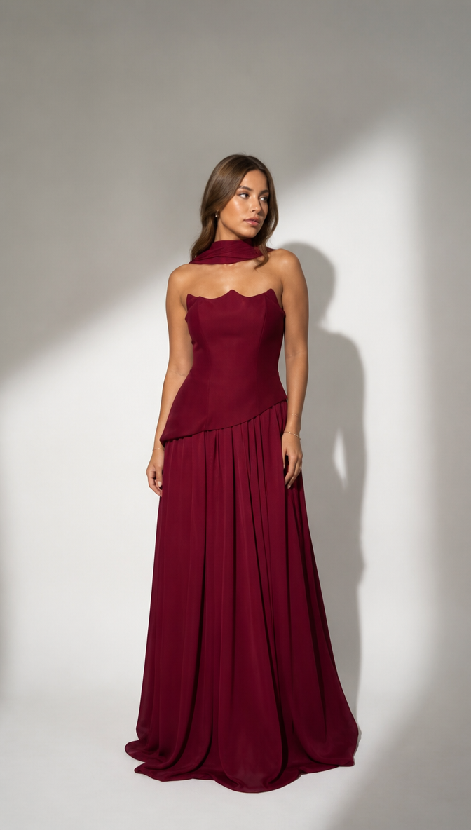 Burgundy Evening Dress