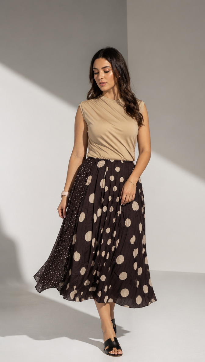 Doted Long Skirt