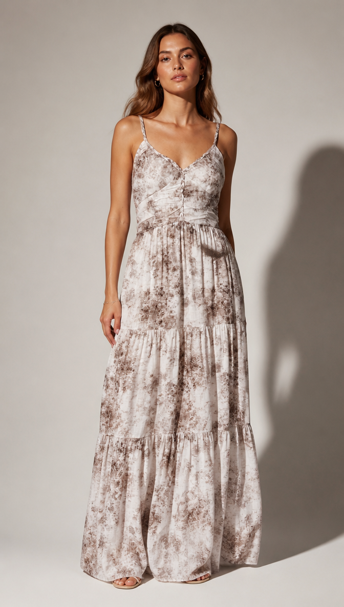 Sweetheart Neck Tiered Cami Maxi Dress