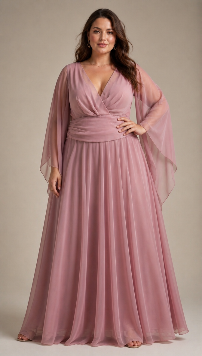 Pink Evening Dress Plus-Size