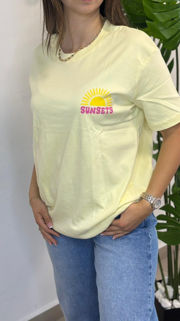 Sunset T-shirt Yellow & Brown