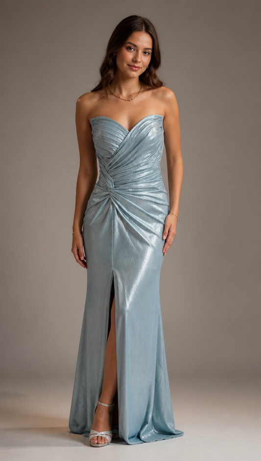 Metallic Pink & Mint Evening Dress