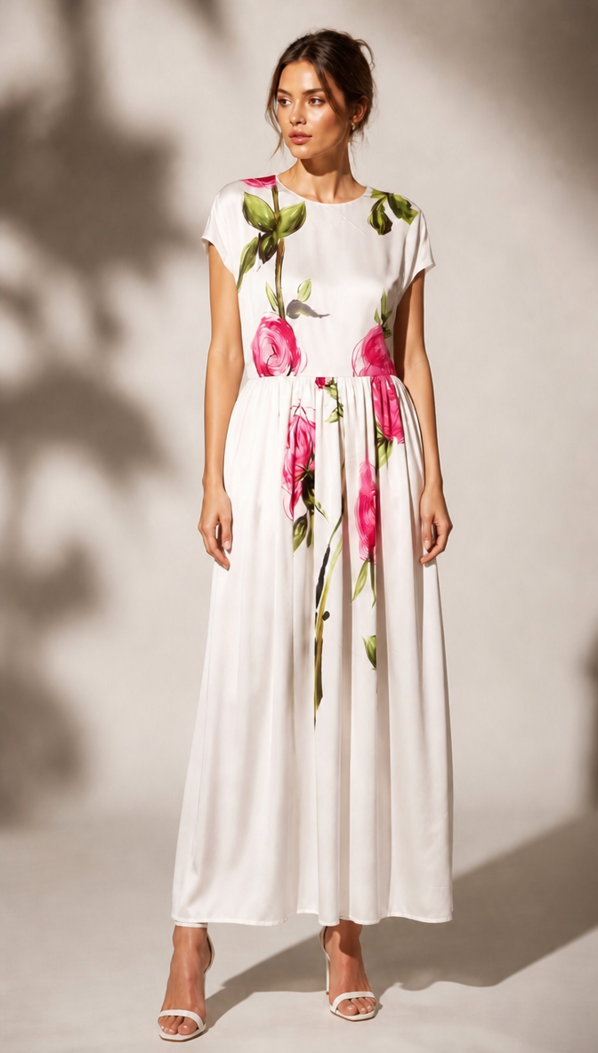 Floral White Dress