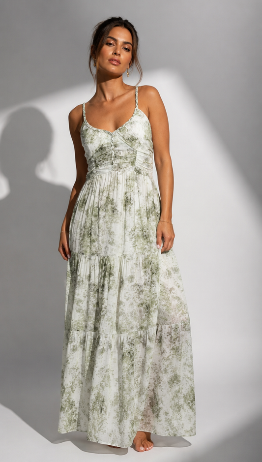 Sweetheart Neck Tiered Cami Maxi Dress