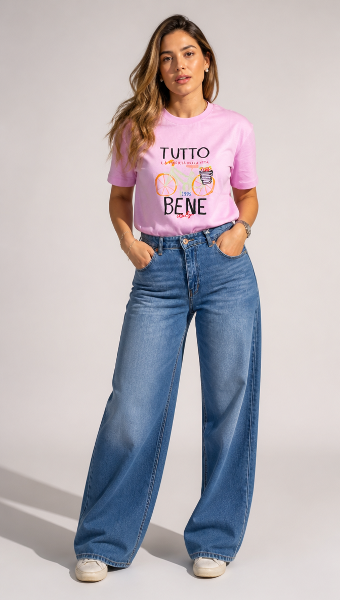 Tutto T-Shirt in white & pink