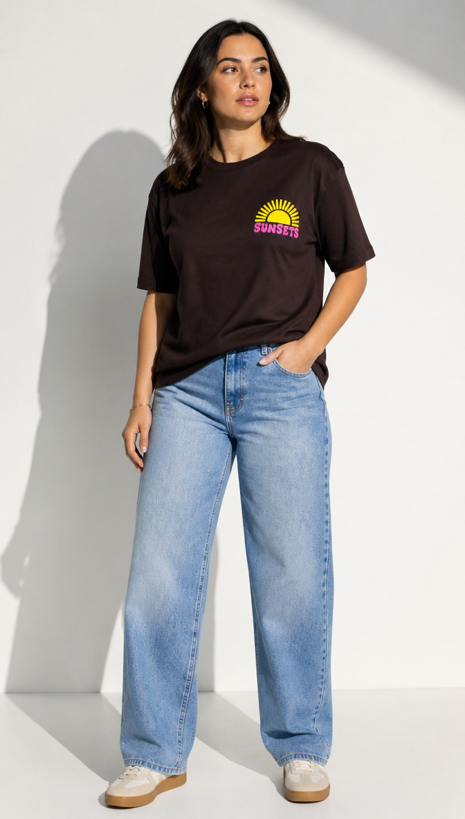 Sunset T-shirt Yellow & Brown