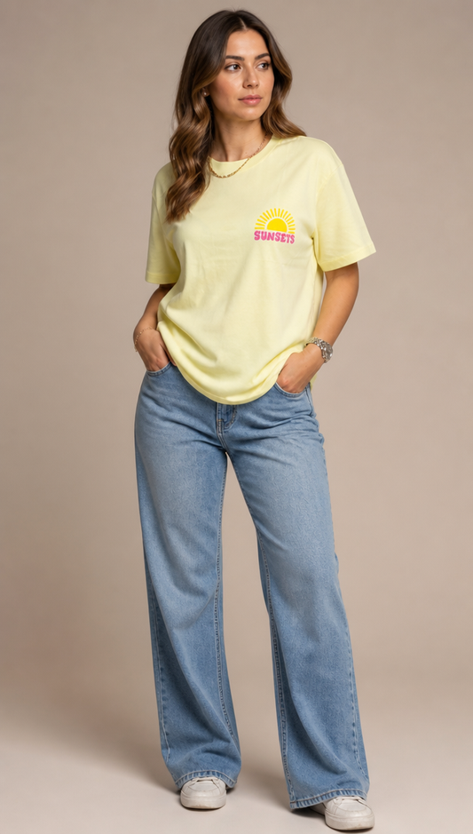 Sunset T-shirt Yellow & Brown