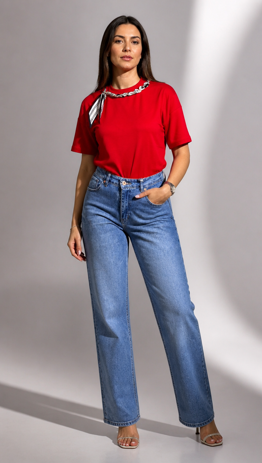 Scarf T-Shirt Red & Pink
