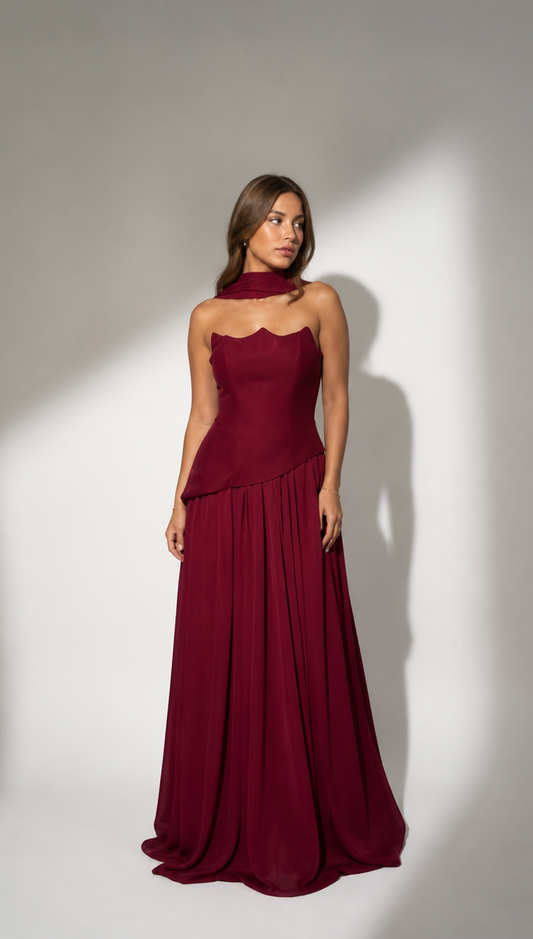 Burgundy Evening Dress