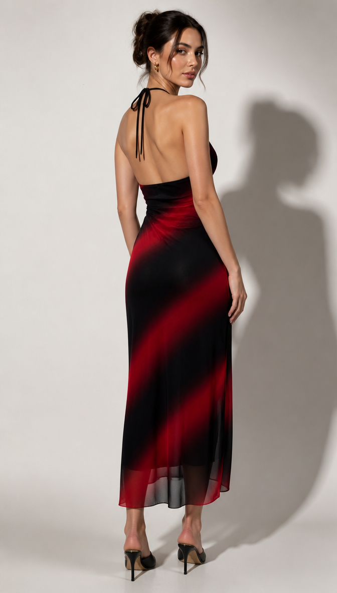 Ombre Chiffon Starfish Halter Dress
