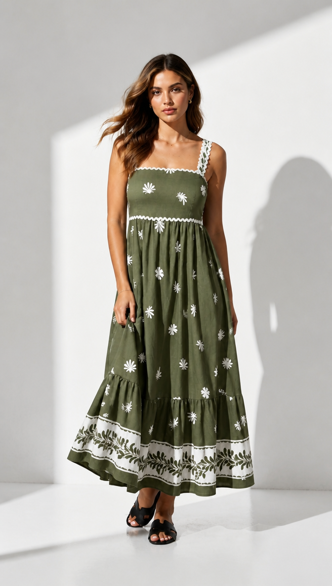 Boho Floral Print Tiered Maxi Dress
