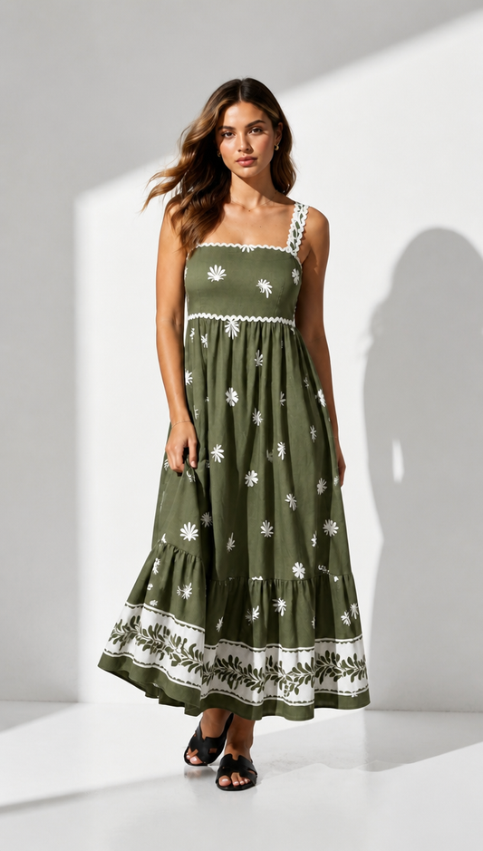 Boho Floral Print Tiered Maxi Dress