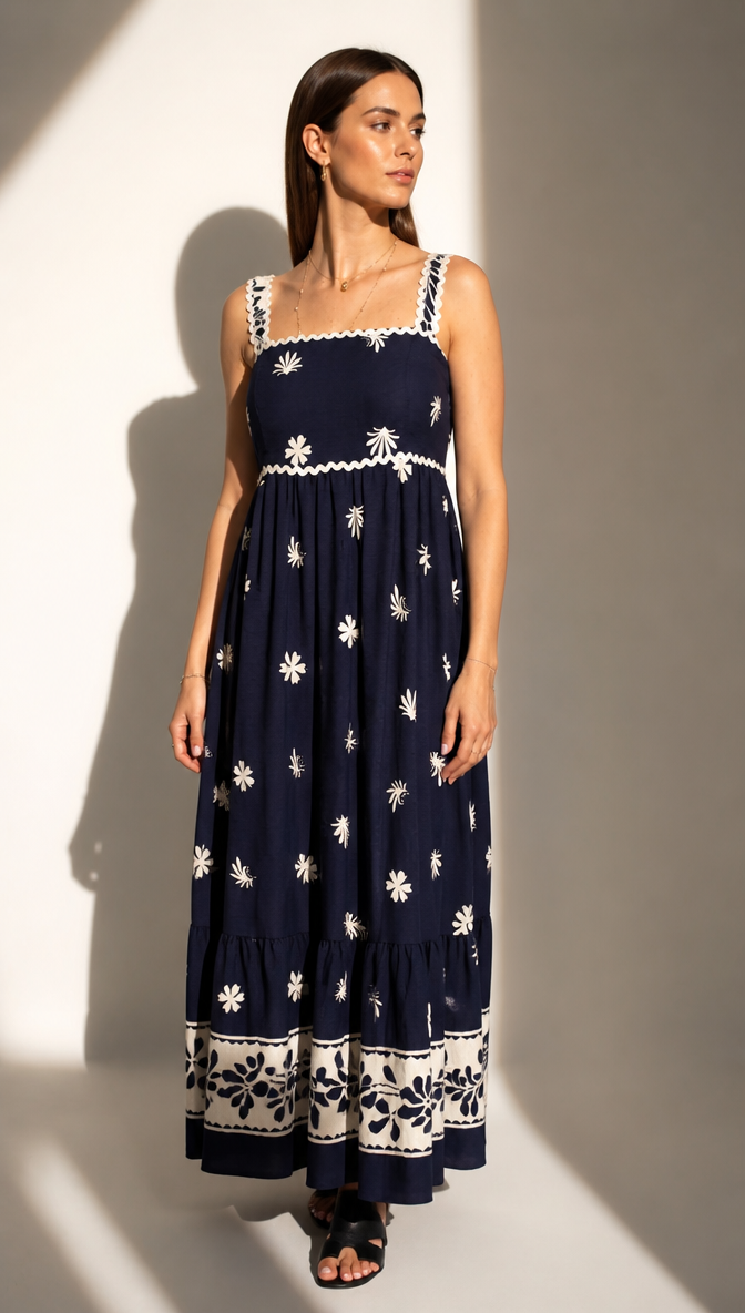 Boho Floral Print Tiered Maxi Dress