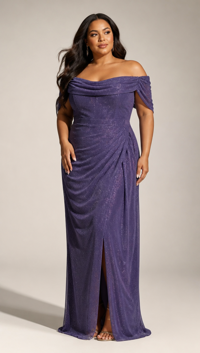 Purple Evening Dress Plus-Size