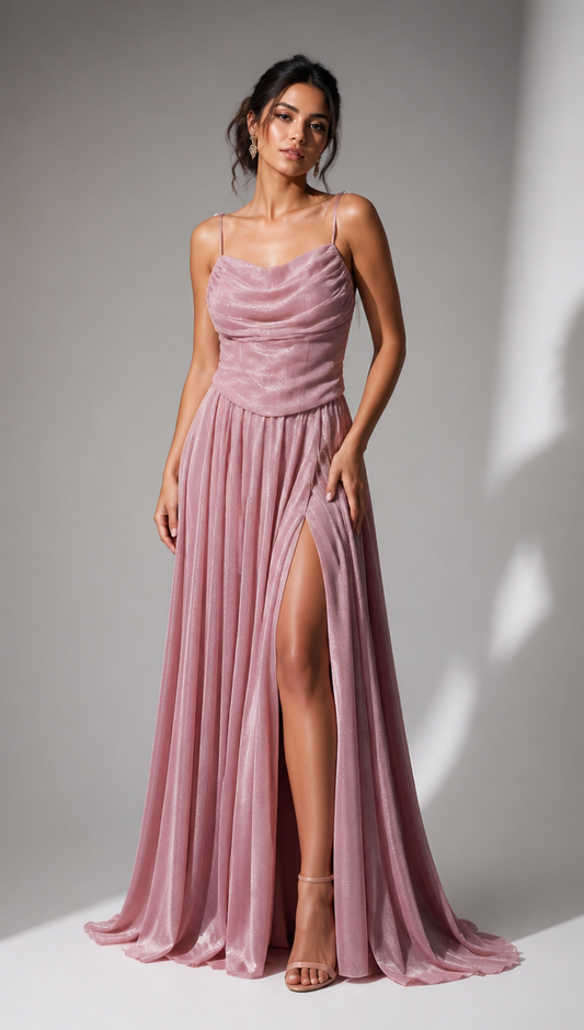 Mint Green & Pink Evening Dress