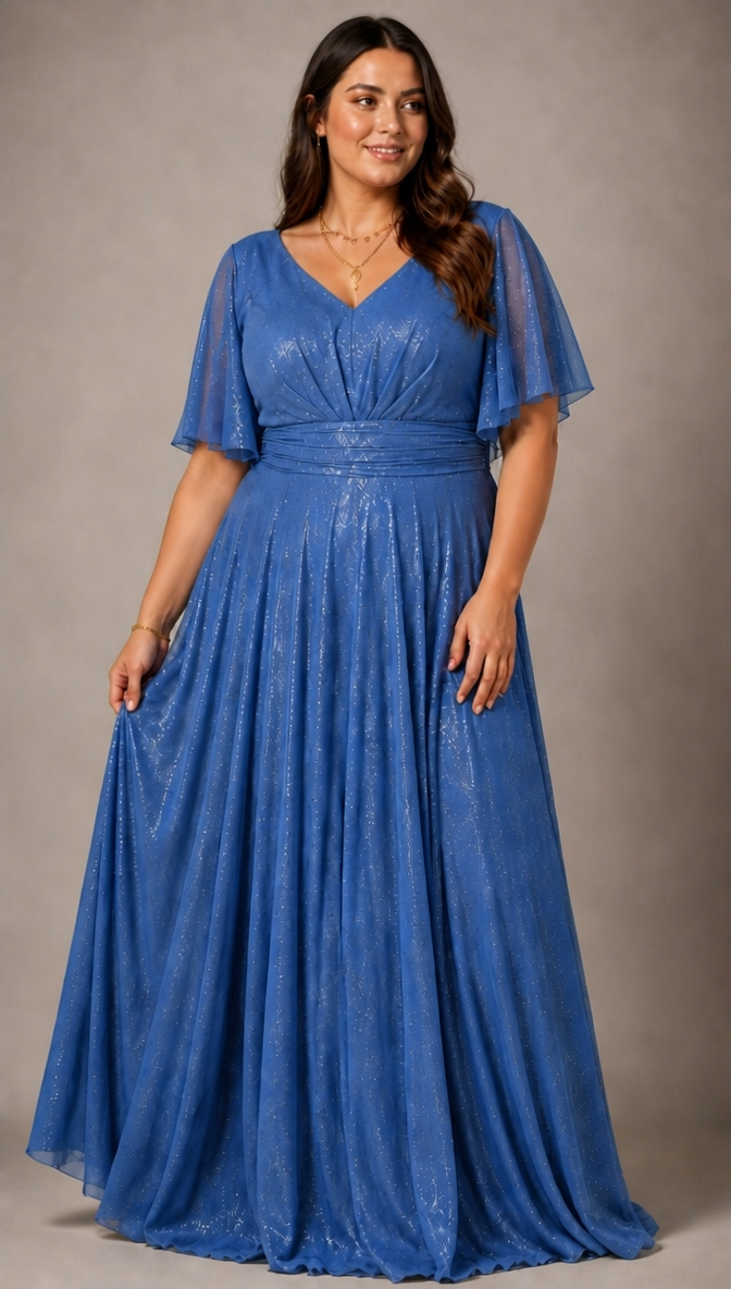 Blue Evening Dress Plus-Size