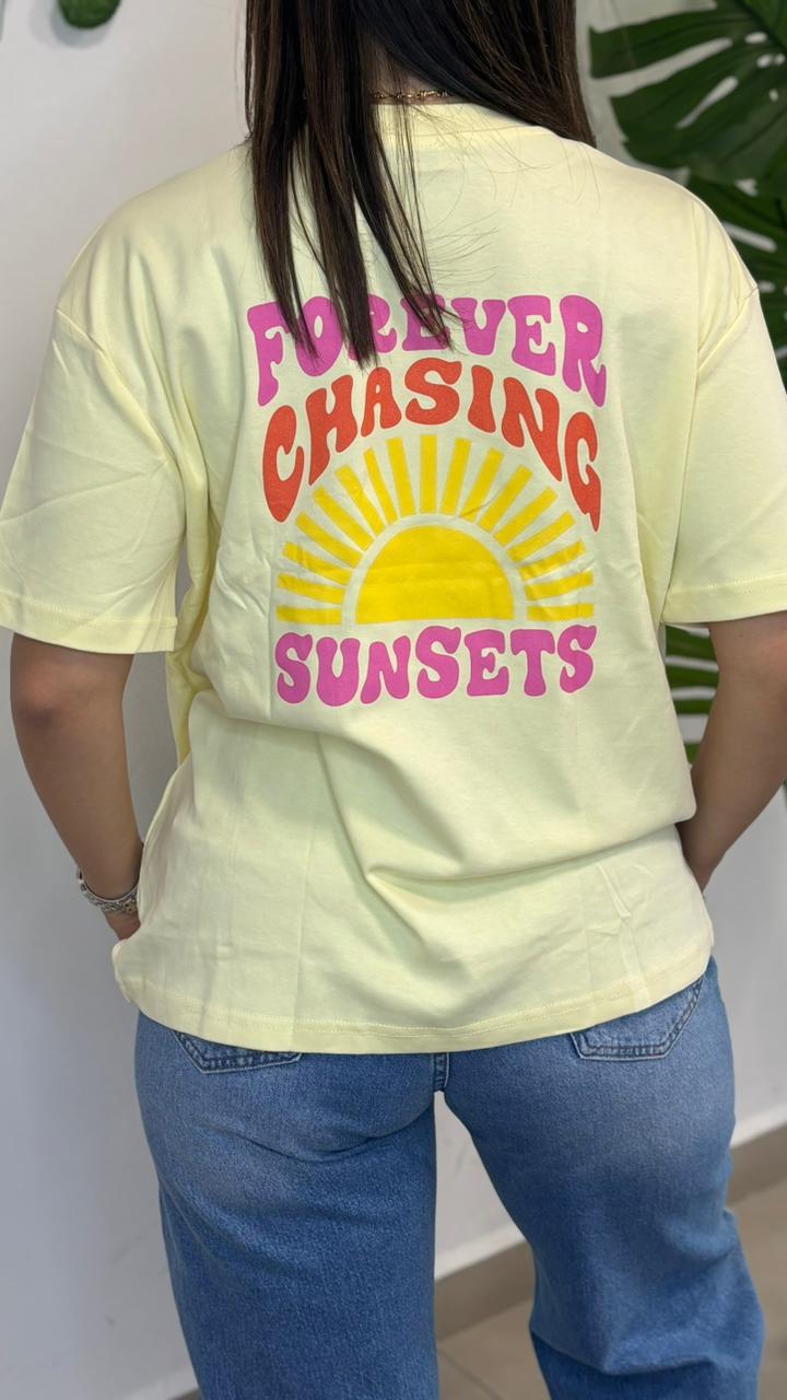 Sunset T-shirt Yellow & Brown
