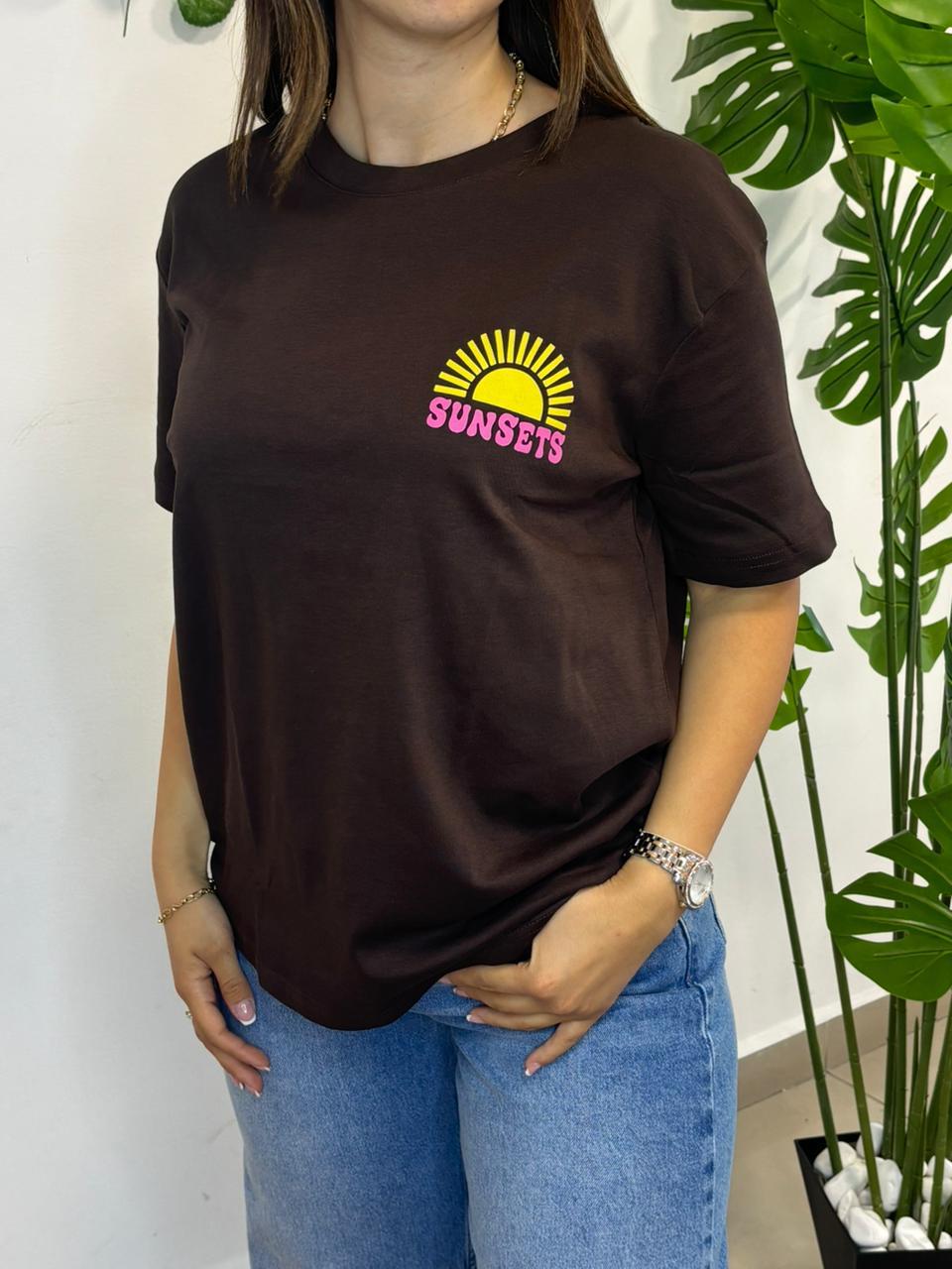 Sunset T-shirt Yellow & Brown