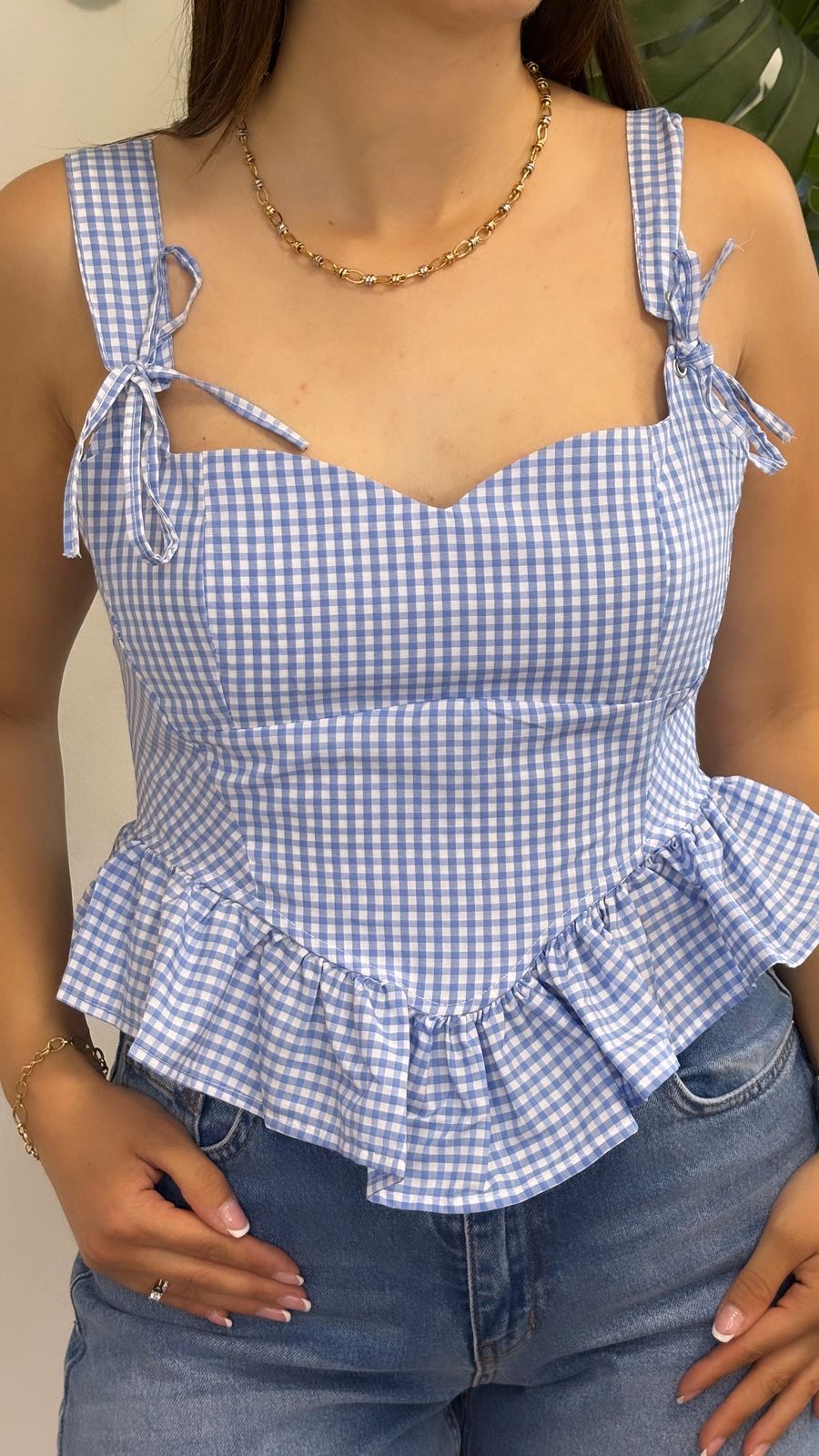 Polka Blue & brown Top
